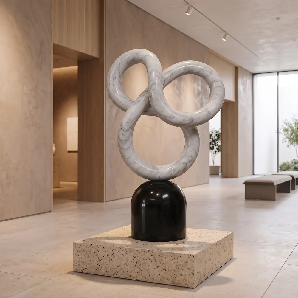 Knot Sculpture in Indo Carrara Marble, handcrafted by Avtikes